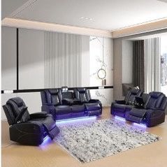 Multifunction Power Recliner Couch Set with LED Ligh