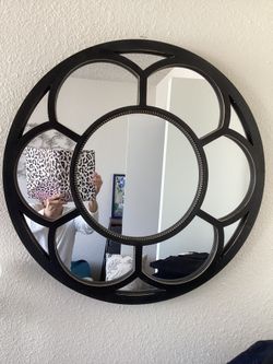 Beautiful Dark Solid Wood Circular Mirror Exclusive Copyrighted Design 26inches