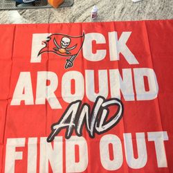 Large red novelty flag (3’ x 5’) — grommets + reinforced hem