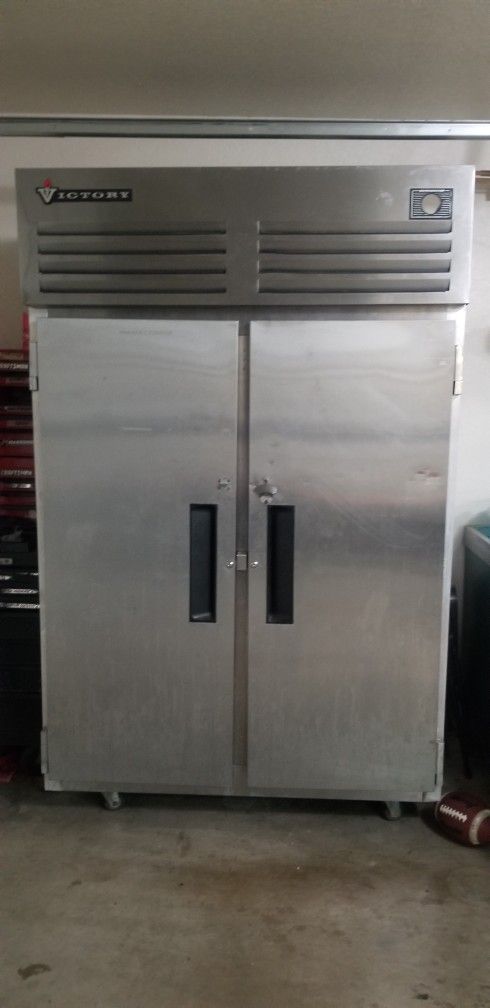 Commercial Double Door Stainless Steel Refrigerator.
