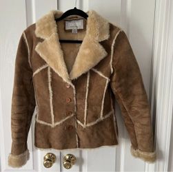 Wilsons leather brown fur collared coat