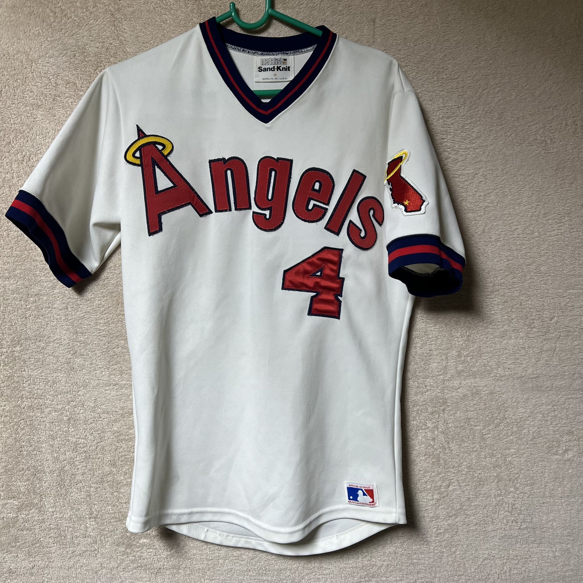 Vintage 80s 90s Sand Knit Anaheim Angels Baseball Jersey Mens Medium 38 White