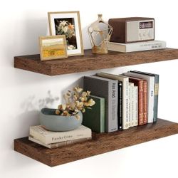 24 inch Floating Shelves for Wall,9.3 inch 23.6"Wx9.3"Dx1.6"H, Set of 2 Brown