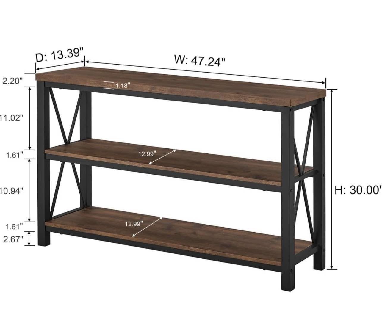 New Console Industrial Entryway Table With Shelves