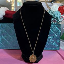 Sunflower Pendant Gold Chain Necklace with Engraved Inspirational Hidden Message
