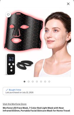 LED Face Mask, 7 Color Red Light Mask with Near Infrared 850nm, Portable Facial Skincare Mask