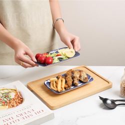 New Selamica Rectangular Salad Plates, 7.1 Inch Dessert Plates Ceramic, Small Plates for Appetizer