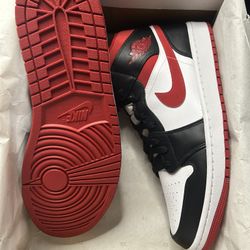 Jordan 1 Mid Gym Red Black White Size 12 New