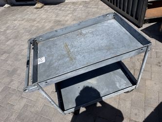 Galvanized Steel 2-Tier Rolling Utility Cart - 39 x 24 x 32 in. - Used