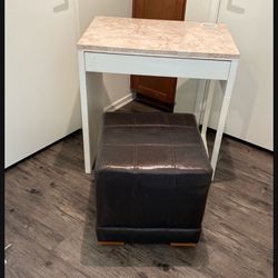 Desk, white and Ottoman