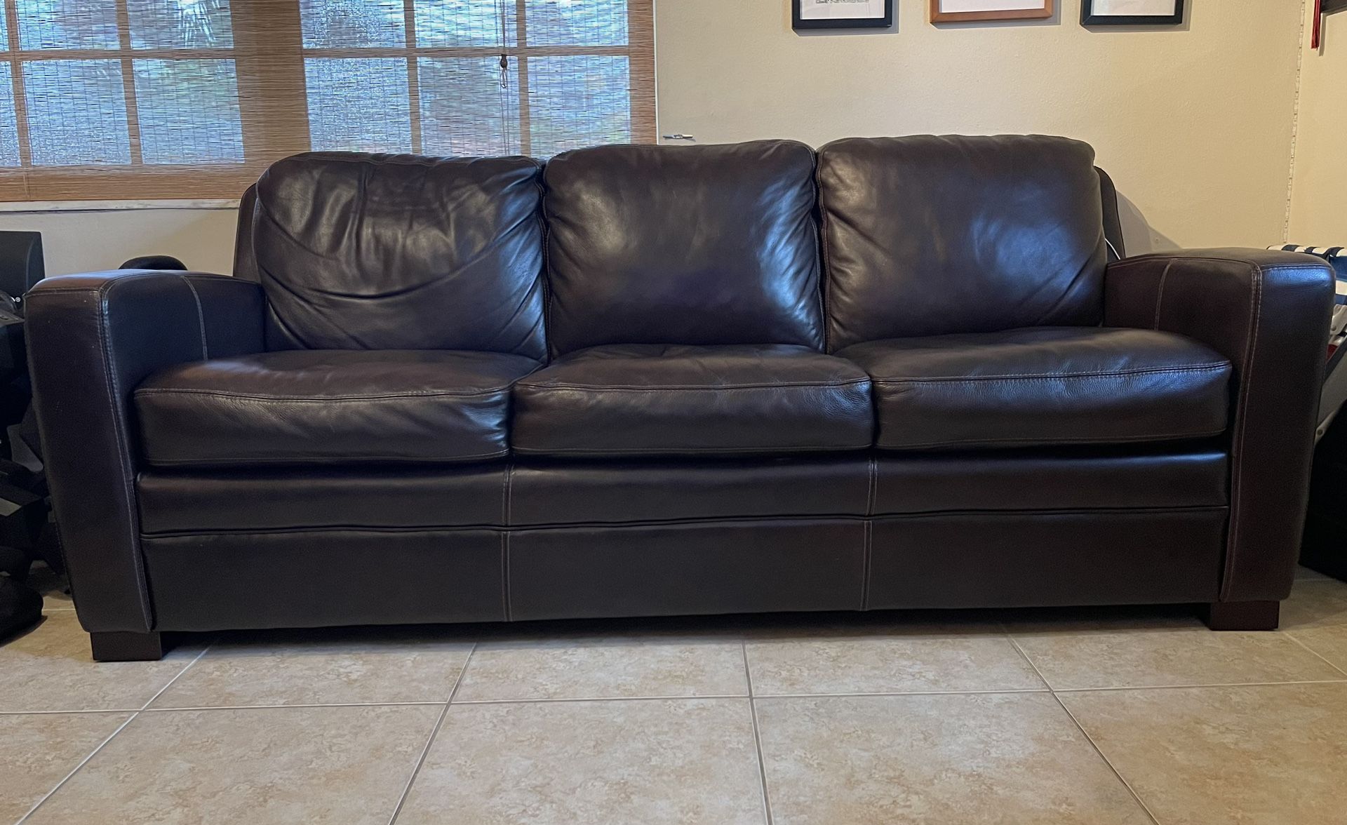 Simon Li Kalana Genuine Leather Queen Sleeper Sofa