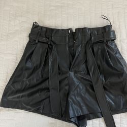 Black Zara Faux Leather Shorts