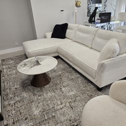 White Sectional Sofa Upholstery Boucle New