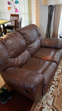 Brown leather sofa