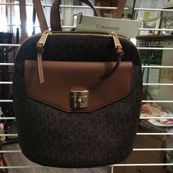 Calvin Klein Backpack, Color Brn/lug, Measurements B 6x12”H 13”