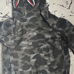 Bape Hoodie Zip Up Gray 