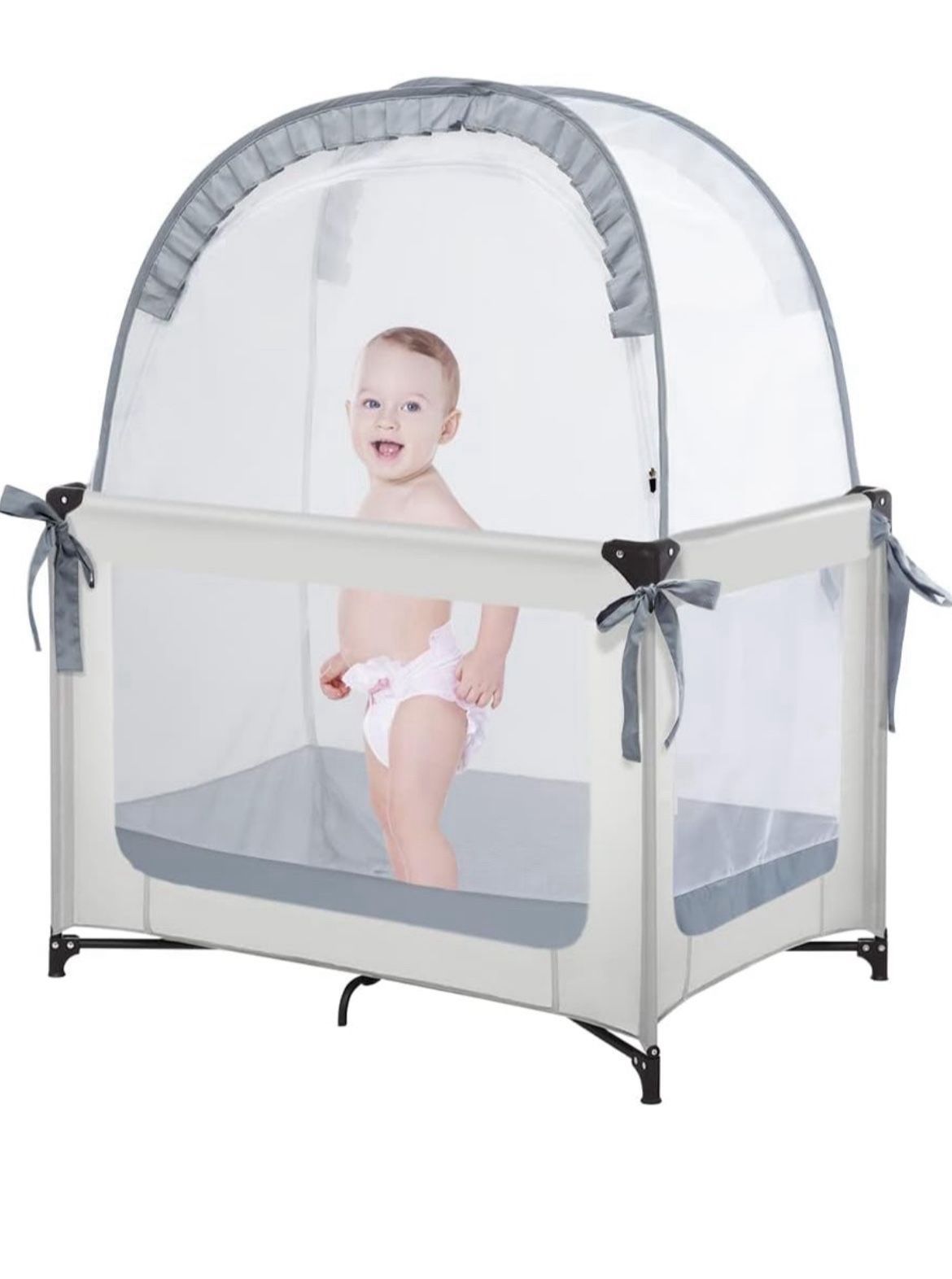 Pack N Play Tent, Baby Pop Up Crib Tent to Keep Baby in, Crib Net for Pack and Plays, Mini Cribs & Play Yards 55x51x28 in