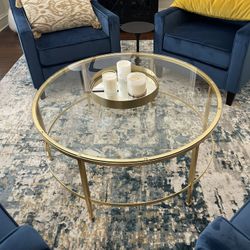 Gold Round Coffee Table With Glass