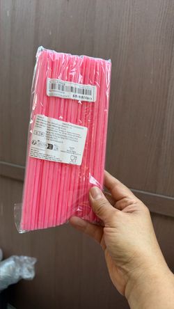 Pink Plastic Drinking Straws 50-Pack