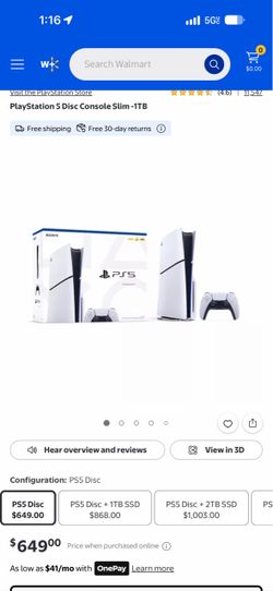 PlayStation 5 Slim Disc Console 1TB