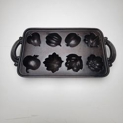 Vintage John Wright Cast Iron Harvest Muffin Pan Fruit Veggie Cornbread Mold USA