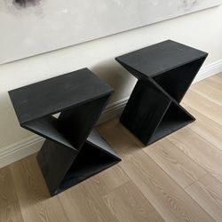 Modern Black Geometric Side Tables — Set of 2