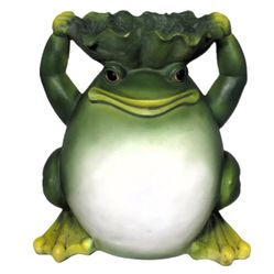 Fat Frog Garden Birdbath Planter Plant Pot Stand Holder Large 10 inch Resin Bird Bath Vintage Toad