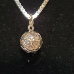 Soccer 3D Ball Pendant Necklace 925 Sterling Silver. Perfect for the athlete or supportive parent