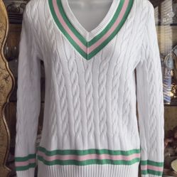 Cabled knit V-neck sweater by Lilly Pulitzer. New/No Tags