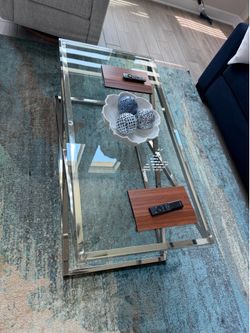 Modern 3 piece glass coffee table & end table set