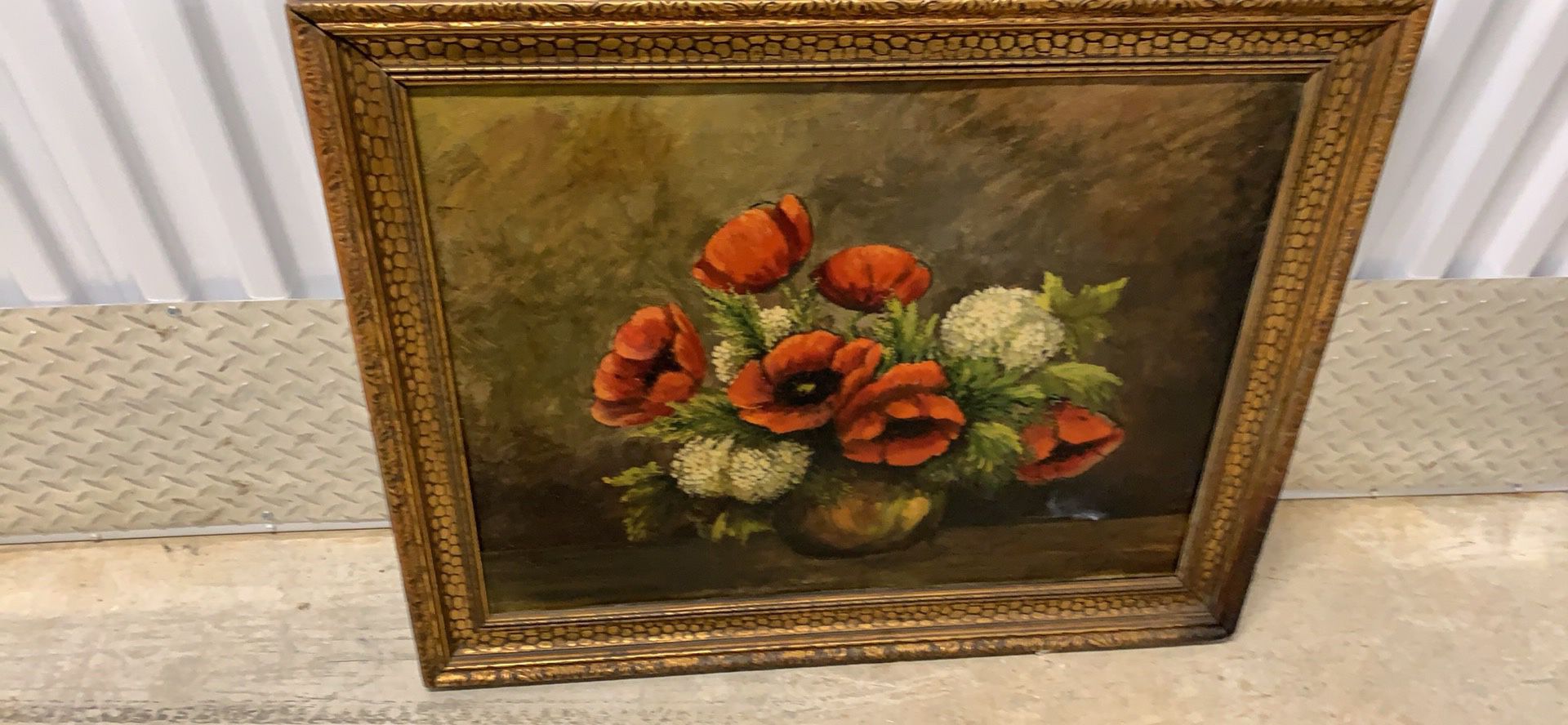Vintage framed painting of flowers
