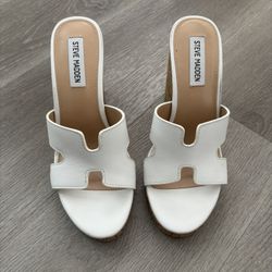 Steve Madden White Cork Wedges / Size 8