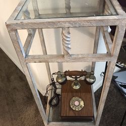 Beige Wrought Glass Table.