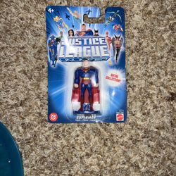 SUPERMAN ANIMATED Justice league unlimited Metal Mattel figure. Cardboard is slightly bent