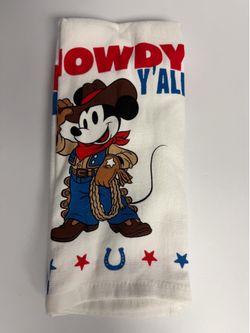Set of 2 Disney Cowboy Mickey Mouse Howdy Y’all Patriotic Kitchen Towels NWT
