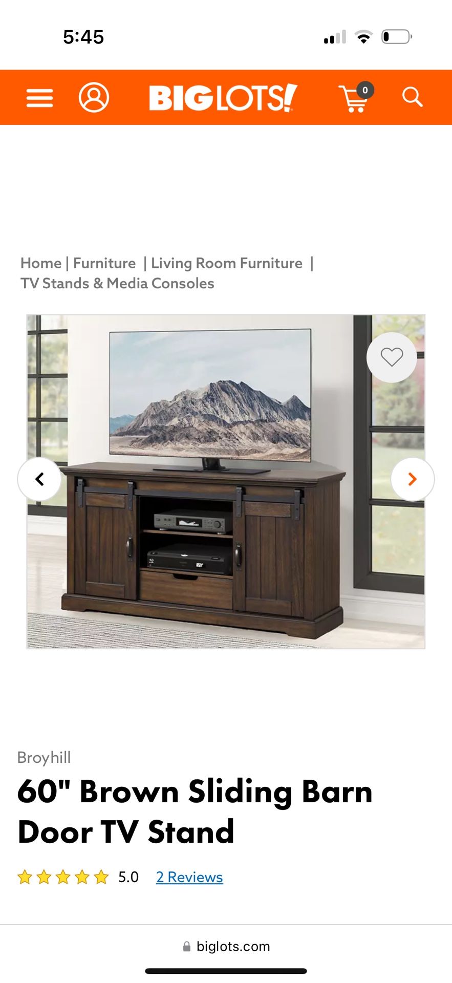 60in Barn Door Tv Stand