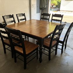 Solid Wood Square Dinning Table - Seats 8