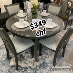 Gray 5 Piece Round Dining Table Set // Thanksgiving Sale
