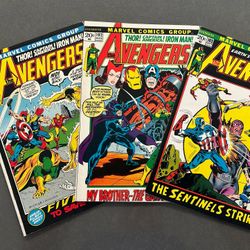 The Avengers 101 102 103 Very Fine Bronze Age Marvel Comics MCU Thor Iron Man Wonder Man
