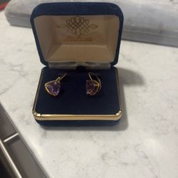 JCM 10k Yellow Gold Purple Amethyst Earrings