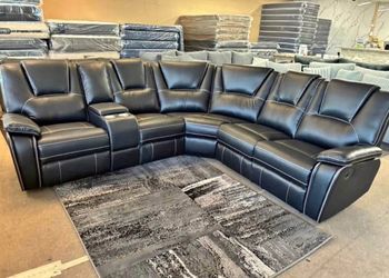 🔥 Luxury Bonded Leather Sectional – 3 Recliners