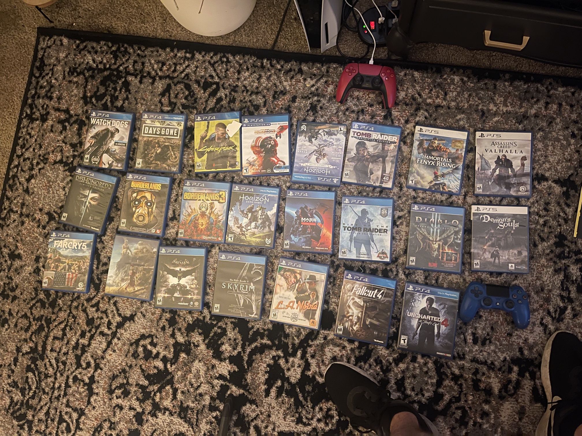 PlayStation Games (4&5) + Blue PS4 Controller