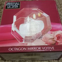 1990's octagon mirrored Tea light candle holder from festival lights new in box