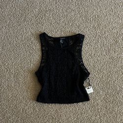 Elegant Black Lace Halter Top  