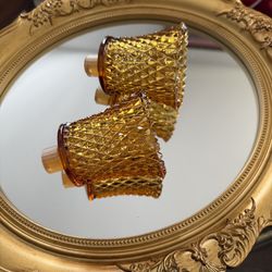 Vintage HOMCO Amber Glass candle votives x2