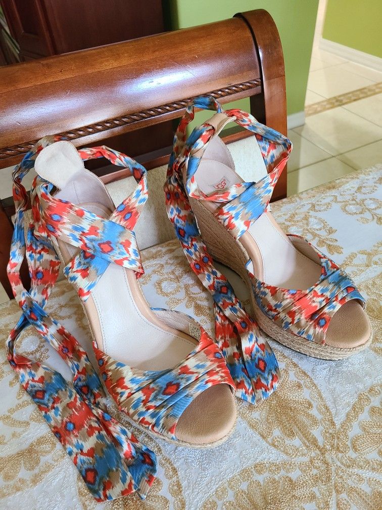 UGG Flatform Wedge Lucianna Espadrille Shoes Sandals Size 8.5