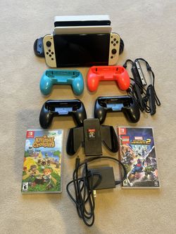 Nintendo Switch LED w/Charging Dock, Controllers, and Games