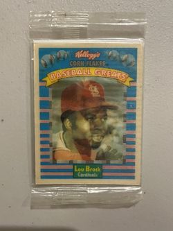 Kellogg’s Corn Flakes Baseball Greats Lou Brock Holographic Card, New Sealed