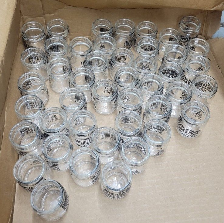 Lot of 44 American Born Moonshine Shot Glasses