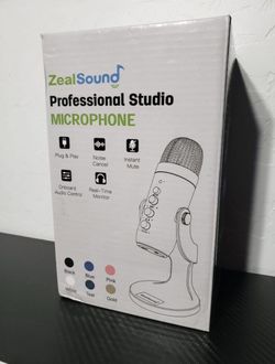 New ZealSound USB Microphone, Condenser Computer PC Mic, Plug & Play Gaming Microphones for PS4, PS5 Headphone Output & Volume Control, Mic Gain Contr